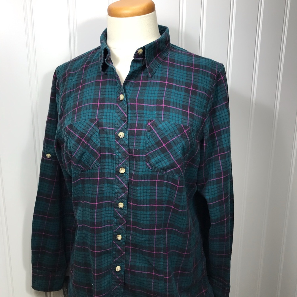 LL Bean plaid flannel shirt women’s medium - Picture 7 of 7